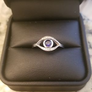 Silver evil eye ring